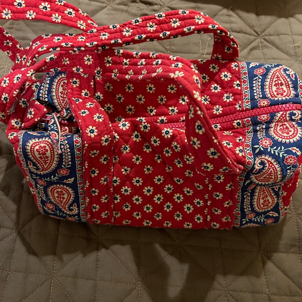 THREE Vera Bradley retired American Red pattern Red and Blue Floral Travel Bags